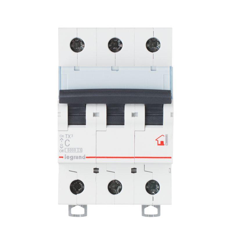 Выключатель автоматический модульный 3п C 10А 10кА TX3 6000 3мод. 400В Leg 403942